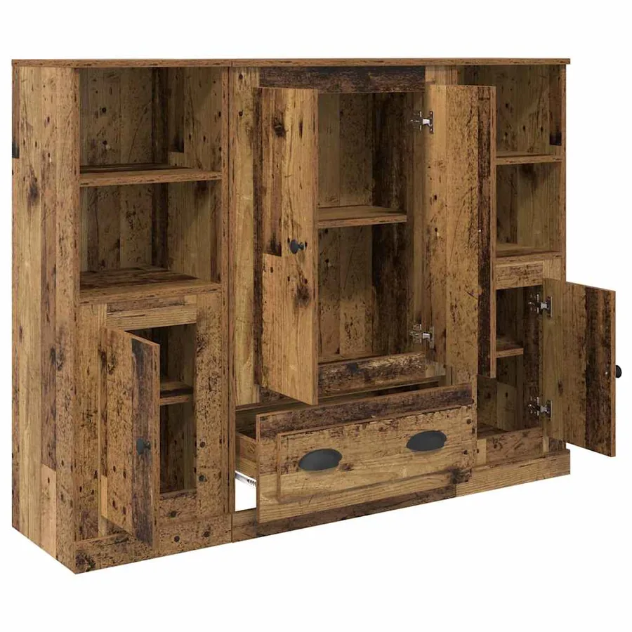 Haut Armoire avec tiroir 3 pcs Bois Ancien Bois d'ingénierie - 6