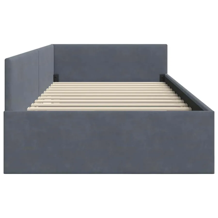 Cadre de lit d'angle Gris foncé 100 cm x 200 cm Velours - 6