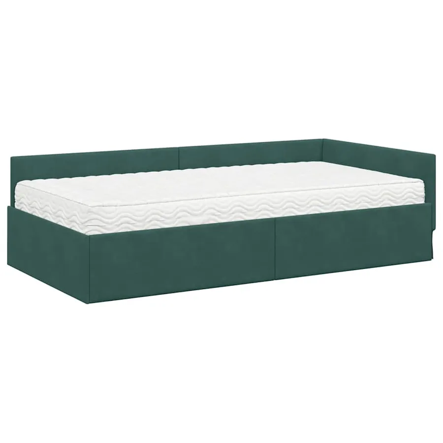 Cadre de lit d'angle avec matelas Autre 2 pcs Vert Velours - 4