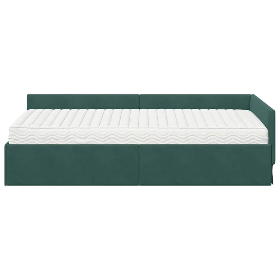 Cadre de lit d'angle avec matelas Autre 2 pcs Vert Velours - 5