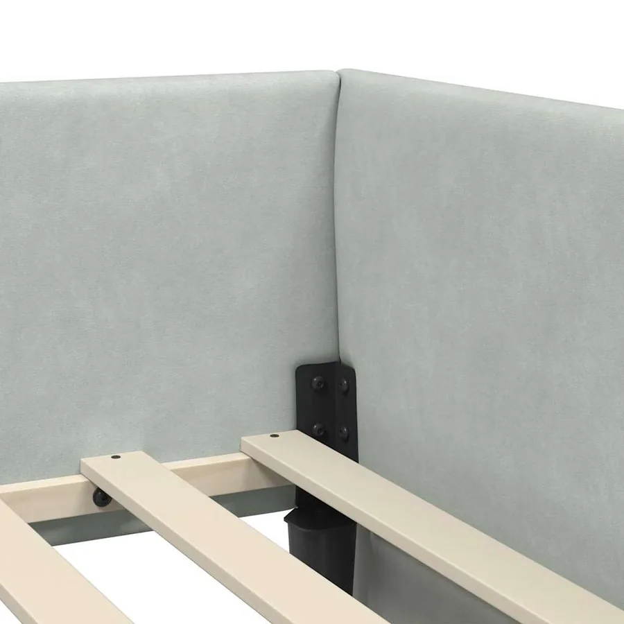 Cadre de lit d'angle avec matelas 2 pcs Gris clair Velours - 8