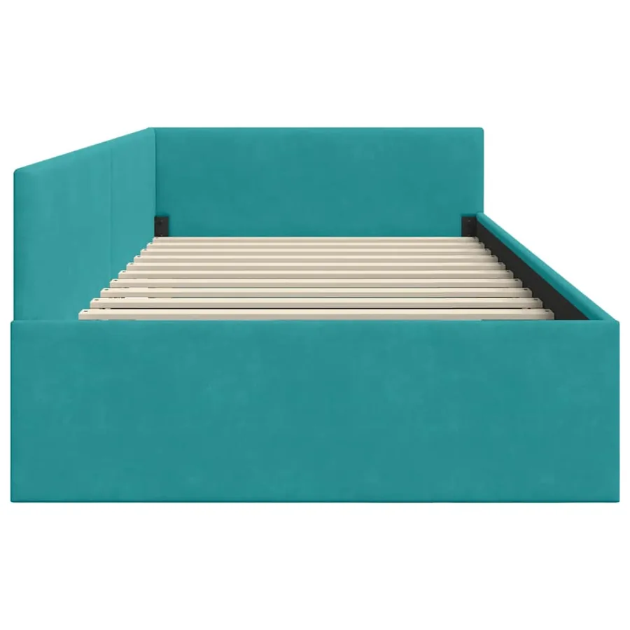 Cadre de lit d'angle Turquoise 100 cm x 200 cm Velours - 6