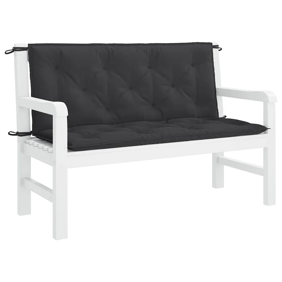 Coussin de banc de jardin noir 120x(50+50)x7 cm tissu oxford - 4