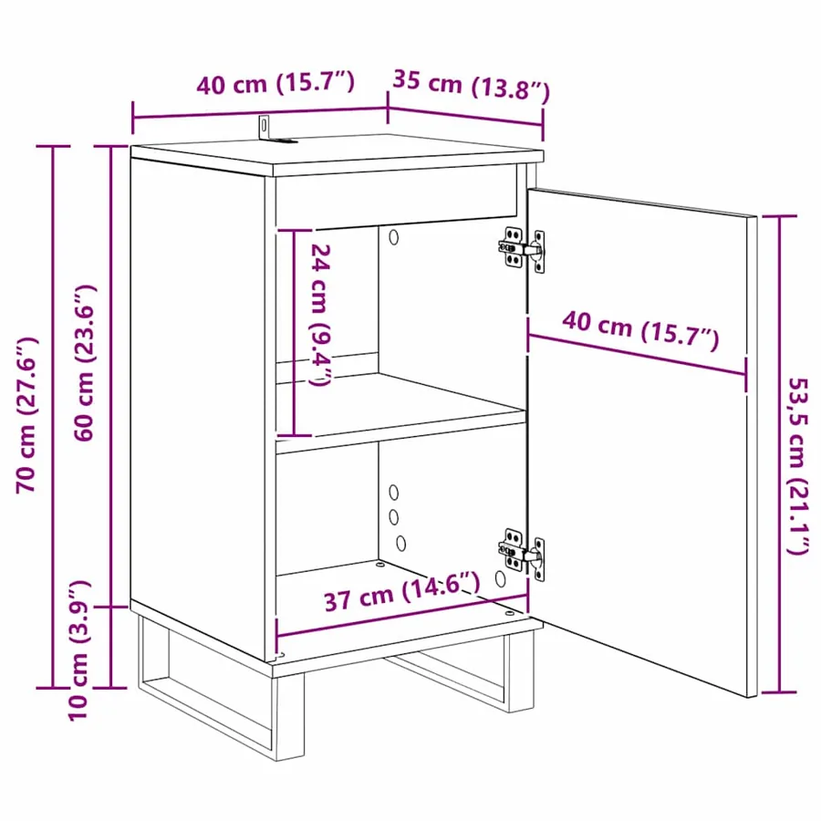 Buffet Chêne noir 40 x 35 x 70 cm Bois d'ingénierie - 16