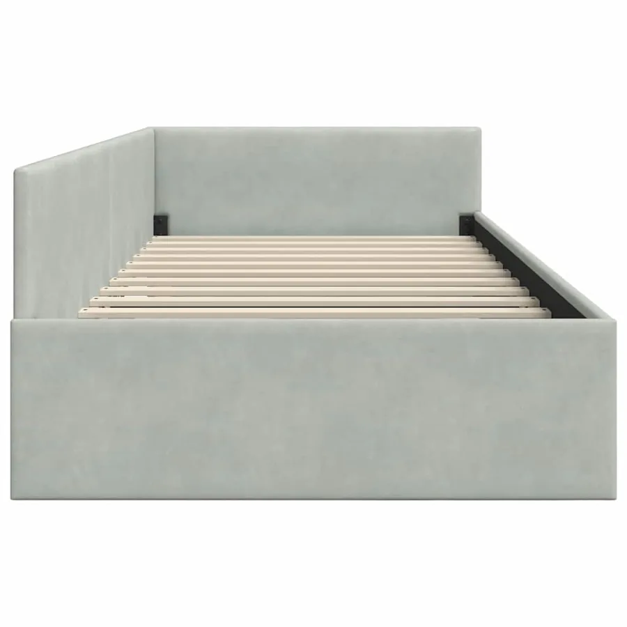 Cadre de lit d'angle Gris clair 90 cm x 190 cm Velours - 6