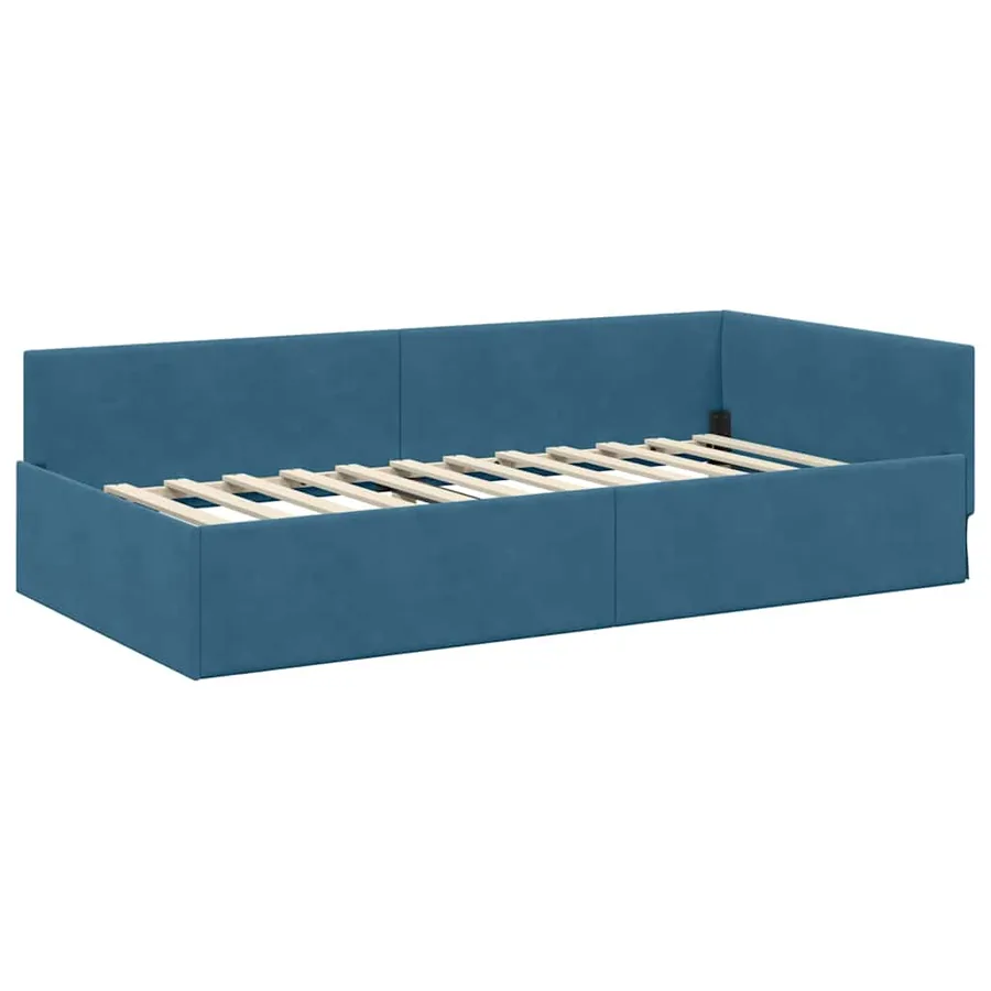 Cadre de lit d'angle Bleu 100 cm x 200 cm Velours - 4