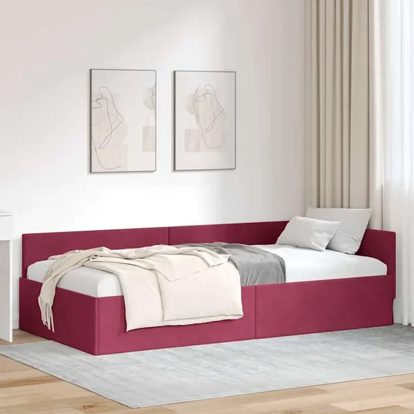 Cadre de lit d'angle Bordeaux 80 cm x 200 cm Velours