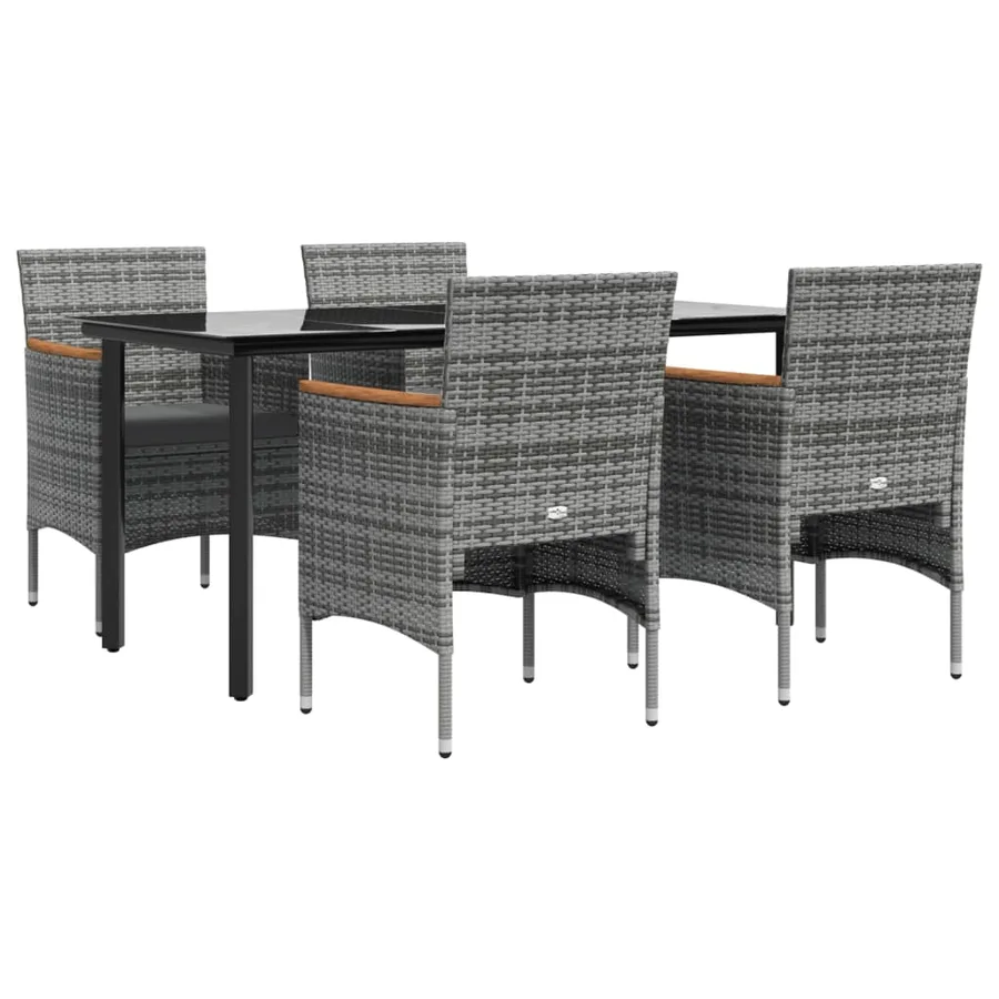 Ensemble à manger de jardin et coussins 5pcs Gris/noir - 3
