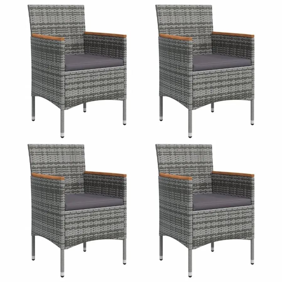 Ensemble à manger de jardin et coussins 5pcs Gris/noir - 4
