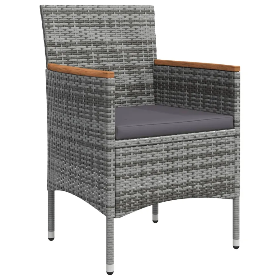 Ensemble à manger de jardin et coussins 5pcs Gris/noir - 5