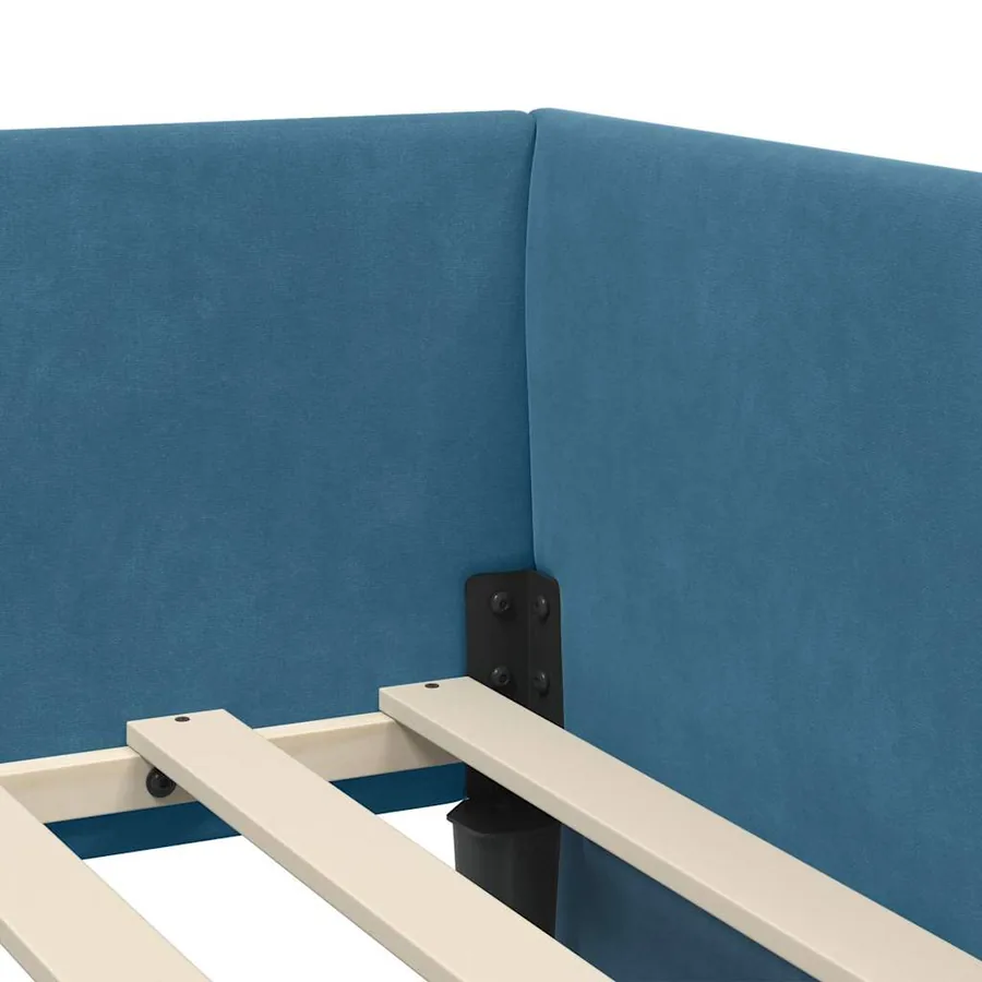 Cadre de lit d'angle avec matelas Autre 2 pcs Bleu Velours - 10