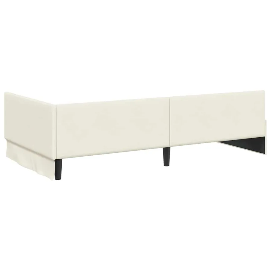 Cadre de lit d'angle avec matelas Autre 2 pcs Crème Velours - 9