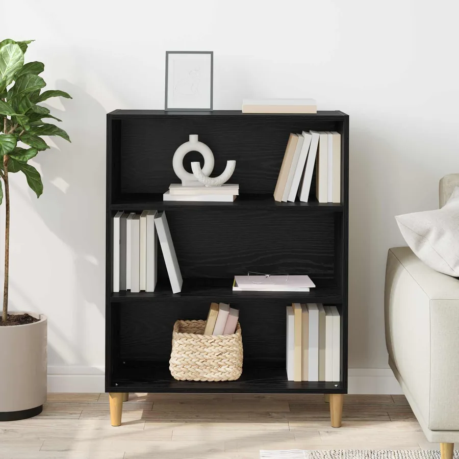Buffet Chêne noir 69,5 x 32,5 x 90 cm Bois d'ingénierie - 4