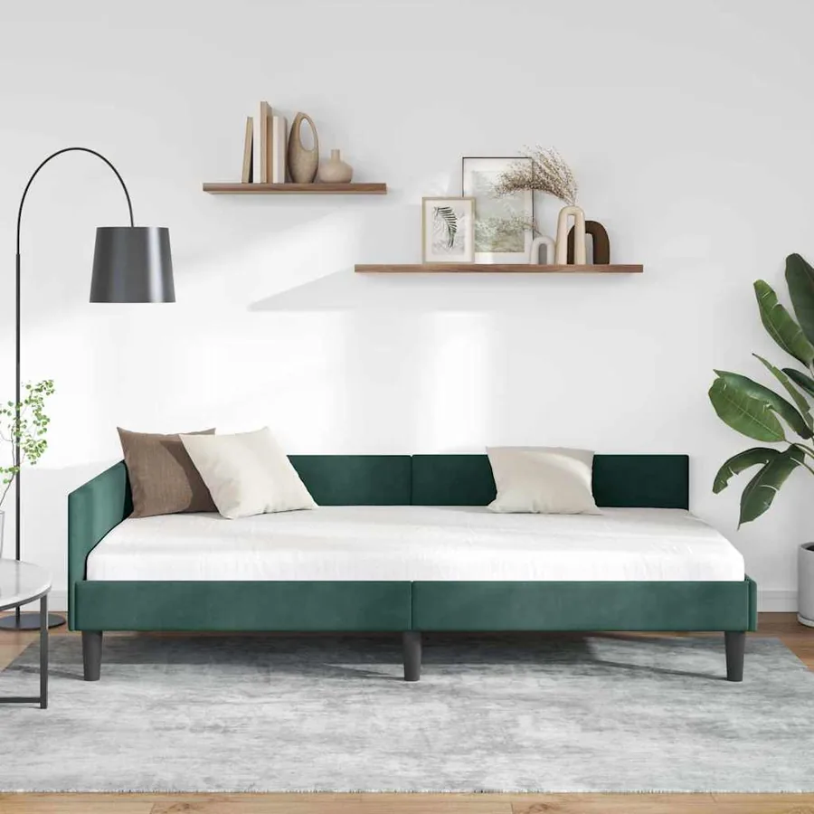 Cadre de lit d'angle Vert foncé 80 cm x 200 cm Velours - 3