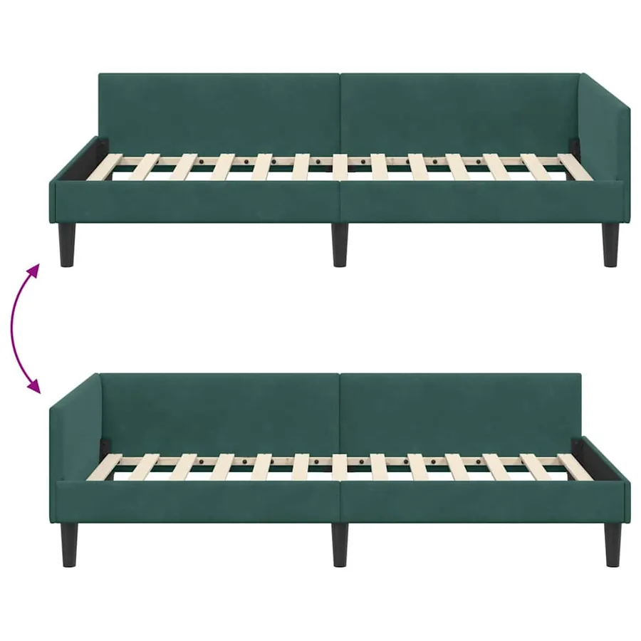 Cadre de lit d'angle Vert foncé 80 cm x 200 cm Velours - 9