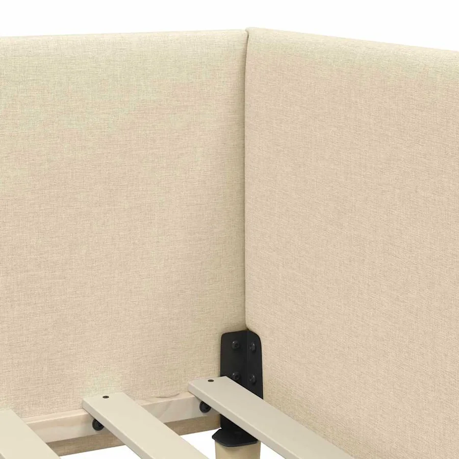 Cadre de lit d'angle avec matelas Autre 2 pcs Crème tissu - 10