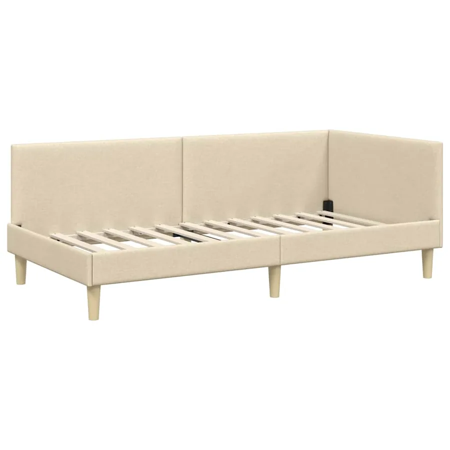 Cadre de lit d'angle avec matelas Autre 2 pcs Crème tissu - 6
