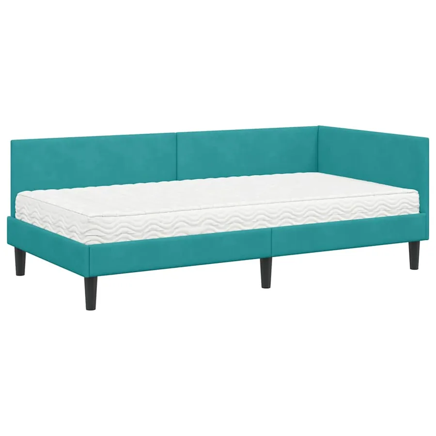 Cadre de lit d'angle avec matelas Autre 2 pcs Turquoise Velours - 4
