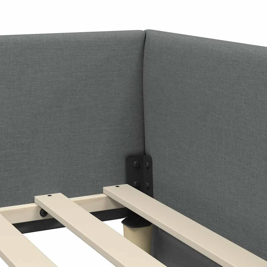 Cadre de lit d'angle avec matelas avec matelas 2 pcs Gris tissu - 10