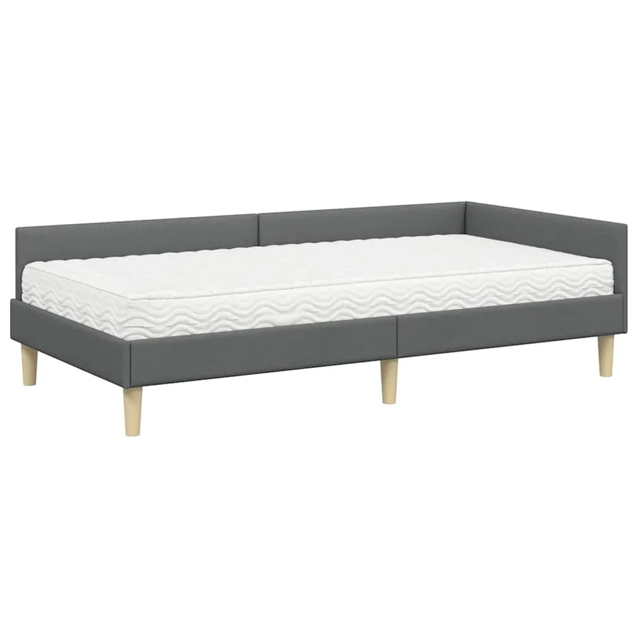 Cadre de lit d'angle avec matelas avec matelas 2 pcs Gris tissu - 4