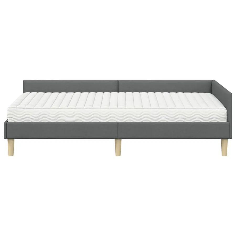 Cadre de lit d'angle avec matelas avec matelas 2 pcs Gris tissu - 5