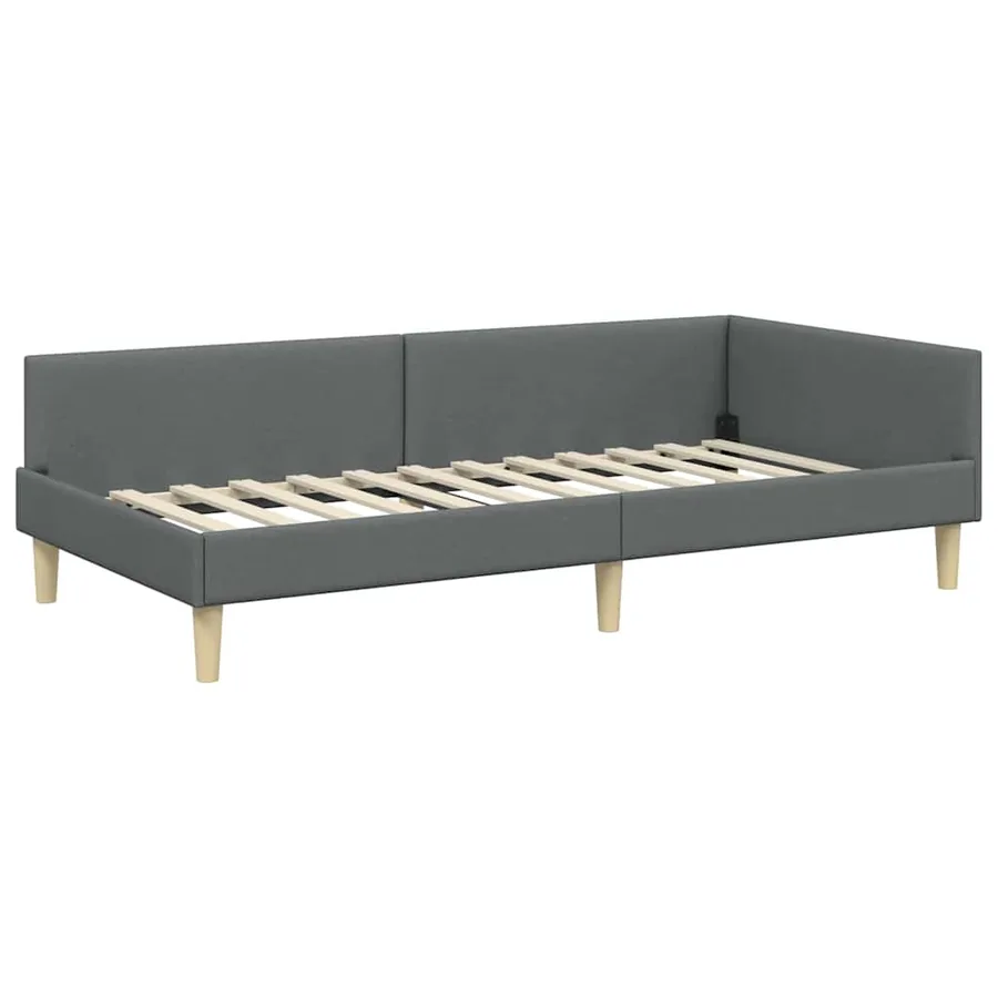 Cadre de lit d'angle avec matelas avec matelas 2 pcs Gris tissu - 6