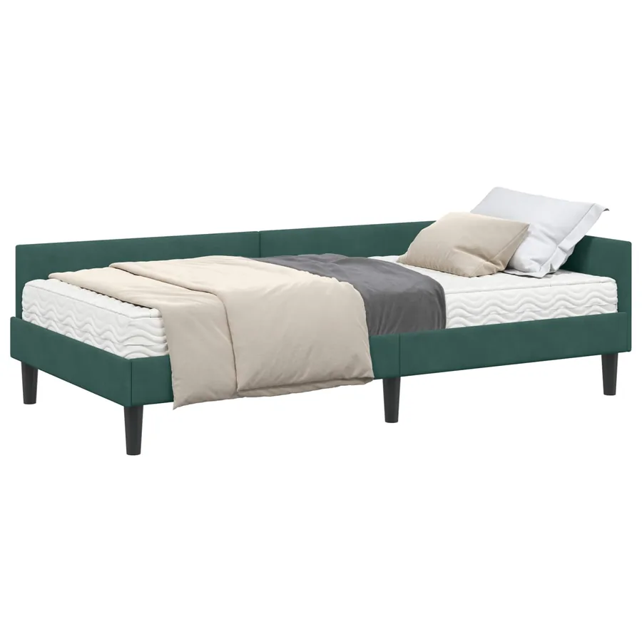 Cadre de lit d'angle avec matelas Autre 2 pcs Vert Velours - 2
