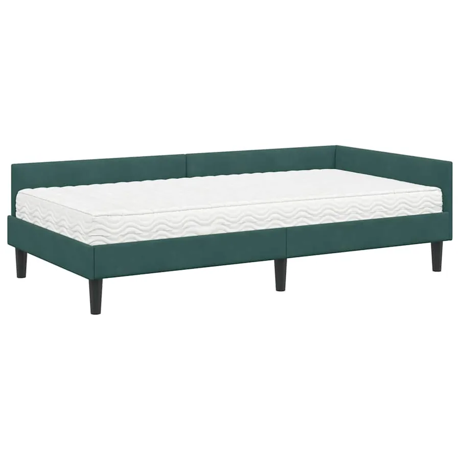Cadre de lit d'angle avec matelas Autre 2 pcs Vert Velours - 4