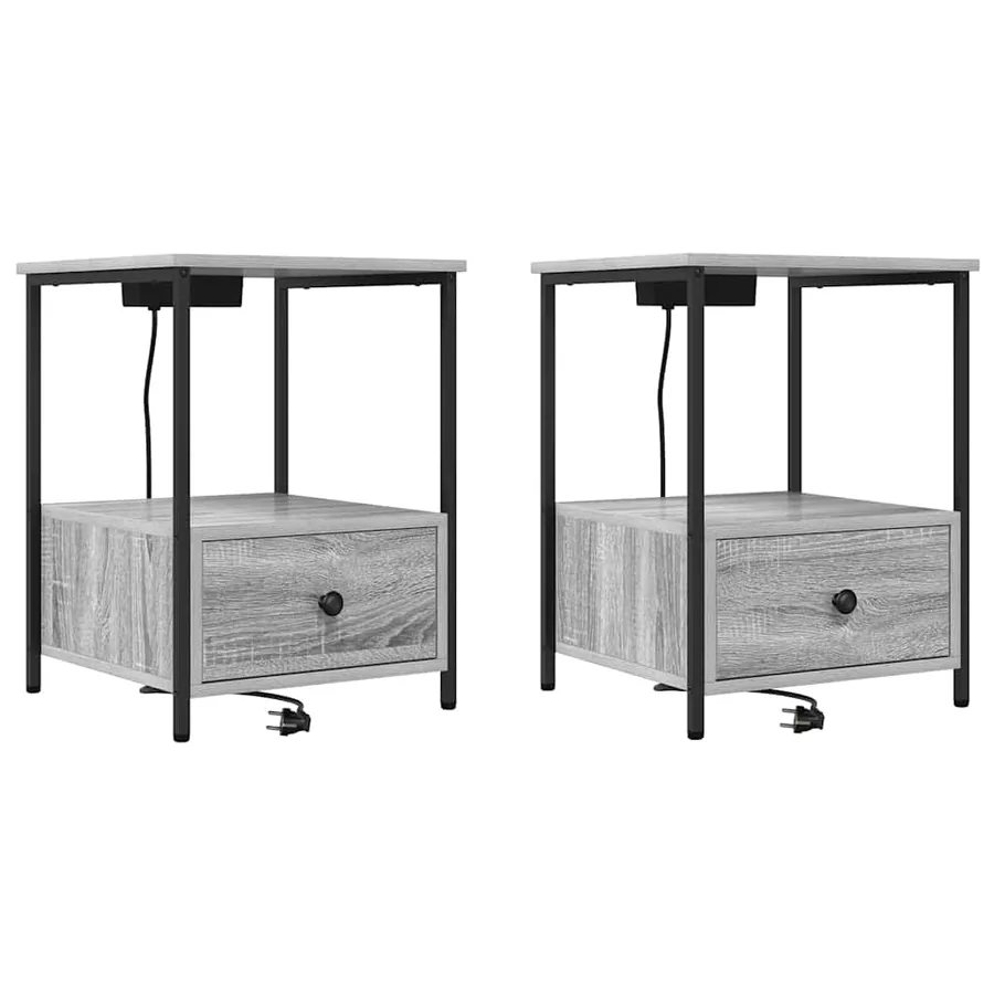 Cabinet de chevet avec tiroir 2 pcs Gris Sonoma 42 x 41 x 56 cm - 2