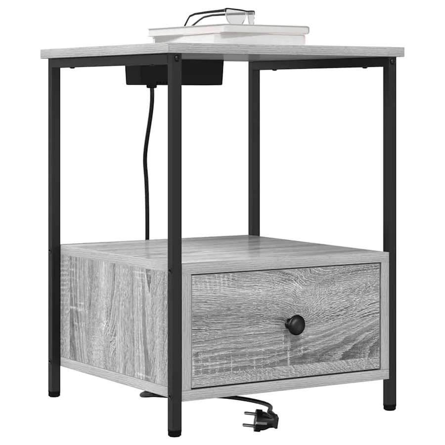 Cabinet de chevet avec tiroir 2 pcs Gris Sonoma 42 x 41 x 56 cm - 3