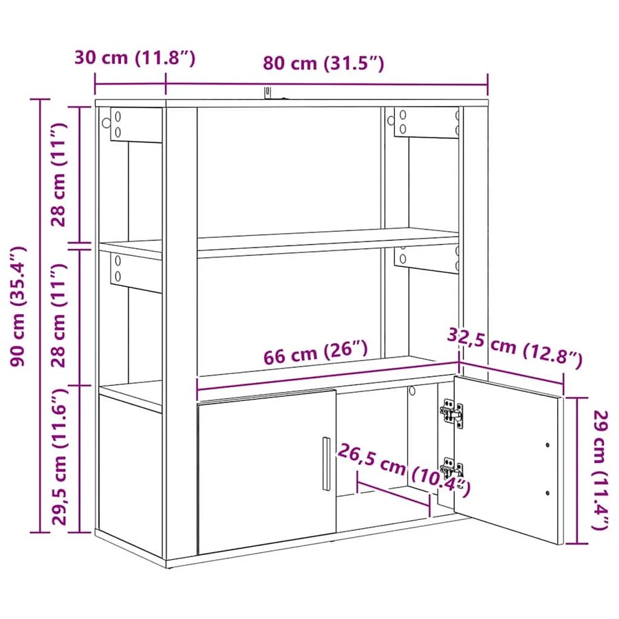 Buffet Chêne noir 30 x 80 x 90 cm Bois d'ingénierie - 12