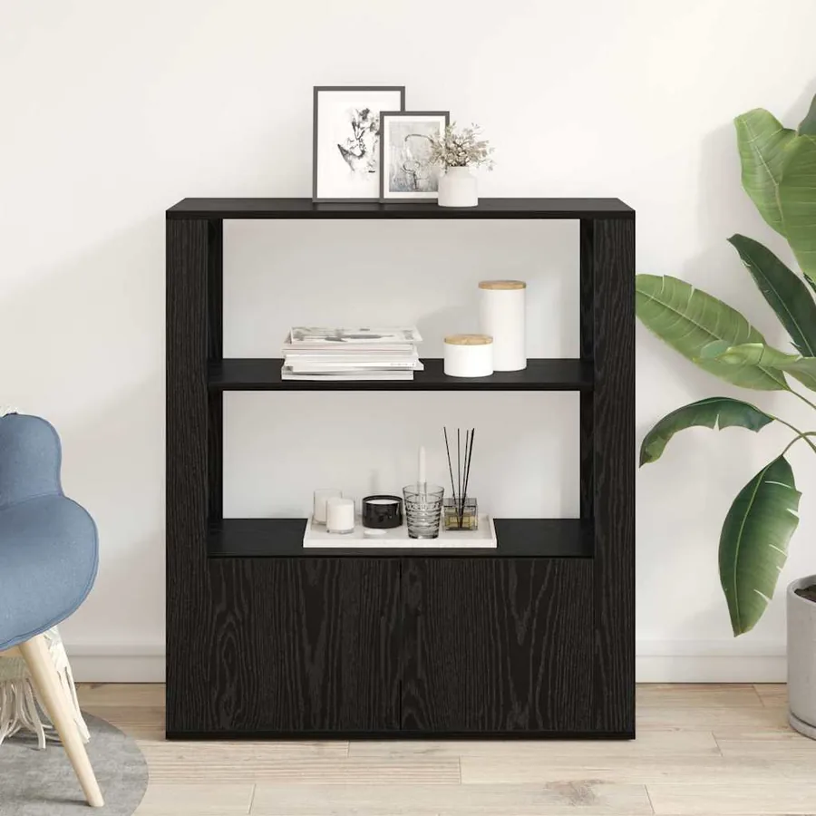 Buffet Chêne noir 30 x 80 x 90 cm Bois d'ingénierie - 4