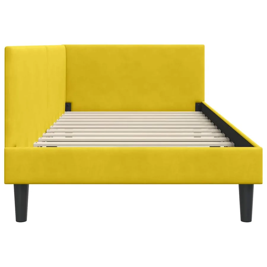 Cadre de lit d'angle Jaune 90 cm x 200 cm Velours - 6