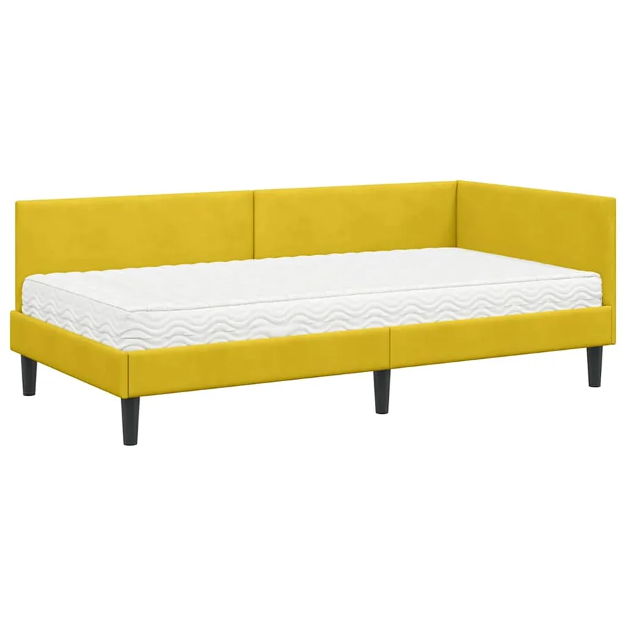 Cadre de lit d'angle avec matelas Autre 2 pcs Jaune Velours - 4
