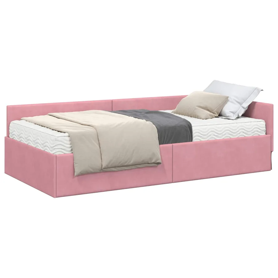 Cadre de lit d'angle avec matelas Autre 2 pcs Gris Velours - 2