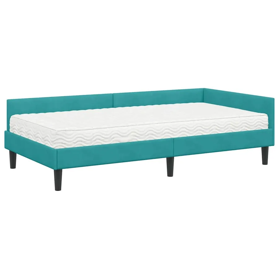 Cadre de lit d'angle avec matelas Autre 2 pcs Turquoise Velours - 4
