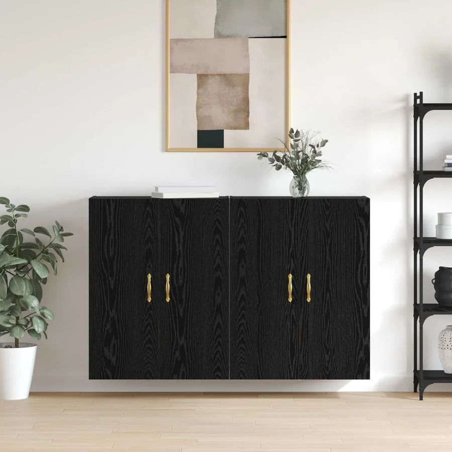 Armoire Murale Montage mural 2 pcs Chêne noir 69,5 x 34 x 90 cm