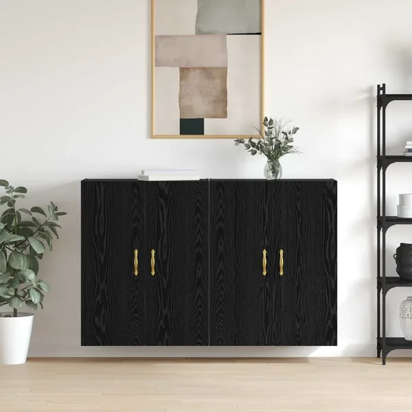 Armoire Murale Montage mural 2 pcs Chêne noir 69,5 x 34 x 90 cm
