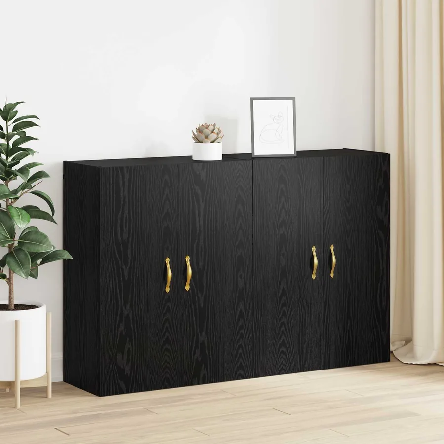 Armoire Murale Montage mural 2 pcs Chêne noir 69,5 x 34 x 90 cm - 4