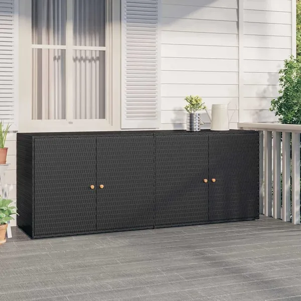Armoire de rangement de jardin Noir 198x55,5x80 cm Résine tressée