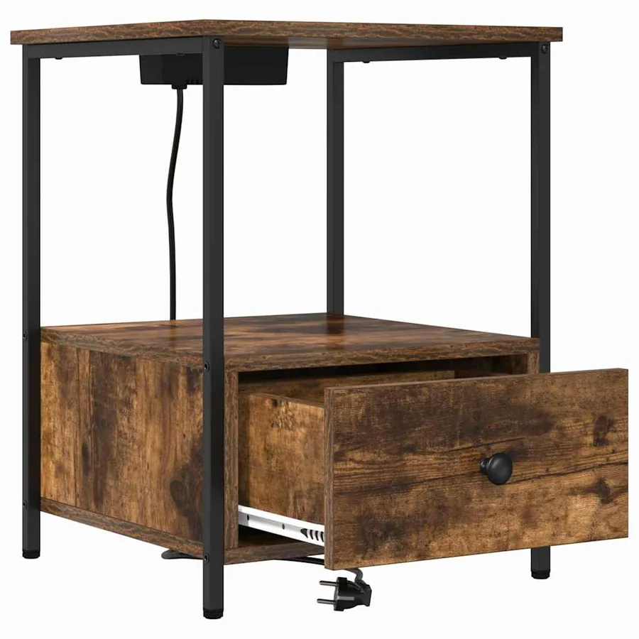 Cabinet de chevet avec tiroir 2 pcs Chêne fumé 42 x 41 x 56 cm - 5