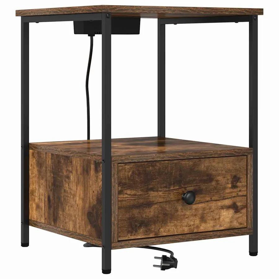 Cabinet de chevet avec tiroir 2 pcs Chêne fumé 42 x 41 x 56 cm - 6