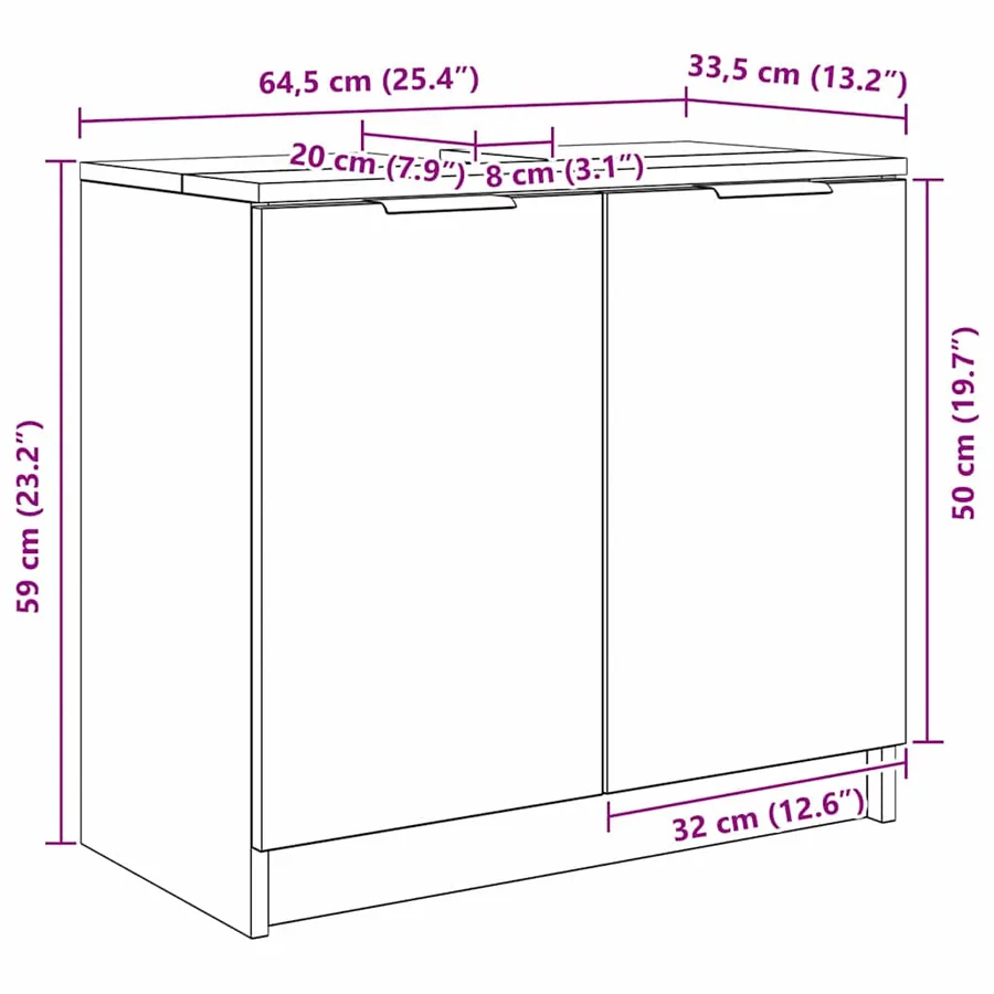 Cabinet de salle de bain Bois Ancien 64,5 x 33,5 x 59 cm - 14
