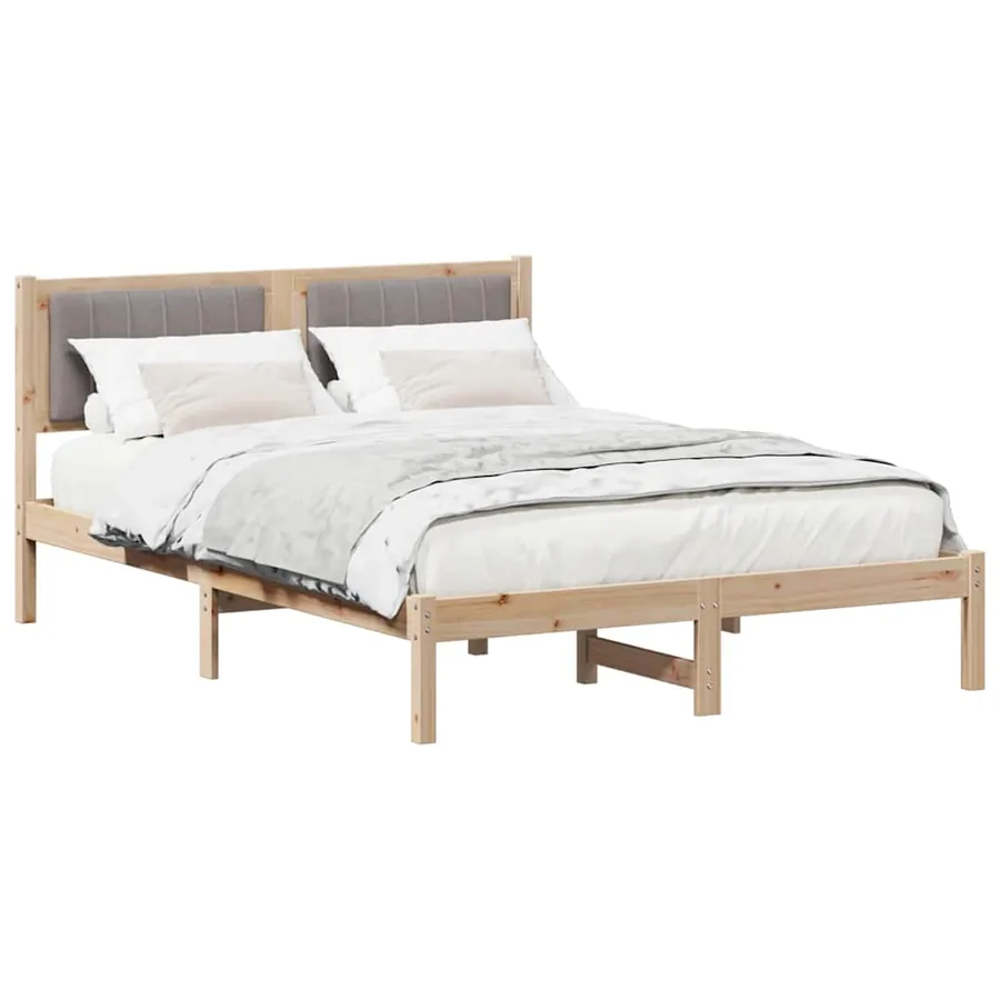Cadre de lit avec tête de lit rembourrée Taupe 135 x 190 cm - 3