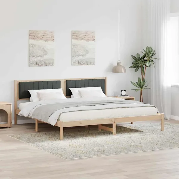 Cadre de lit Gris foncé 200 x 200 cm Pin massif