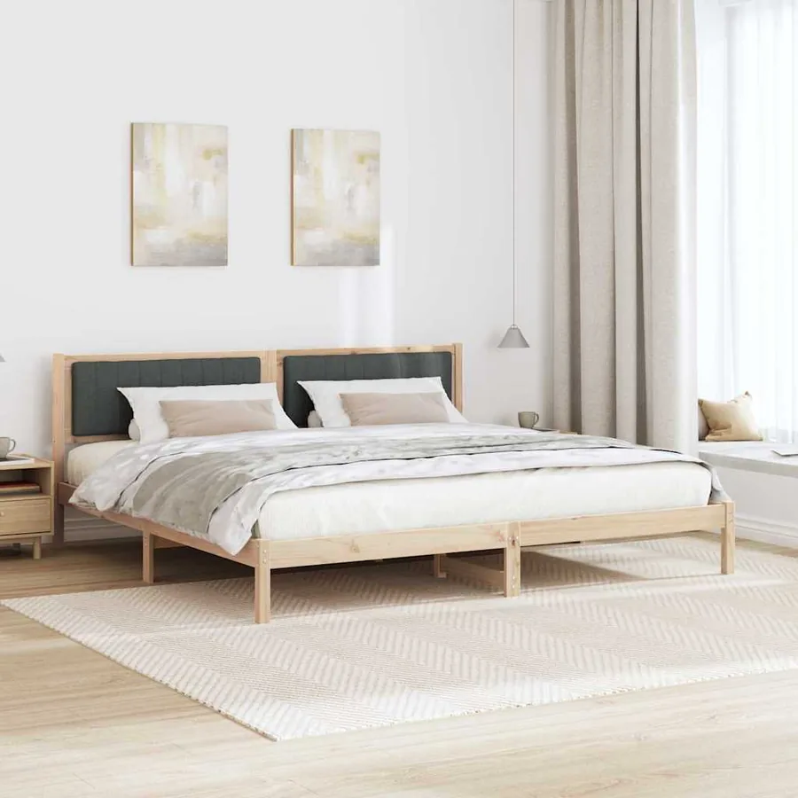 Cadre de lit Gris foncé 200 x 200 cm Pin massif - 4