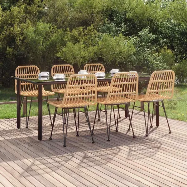 Ensemble à manger de jardin 7 pcs Résine tressée