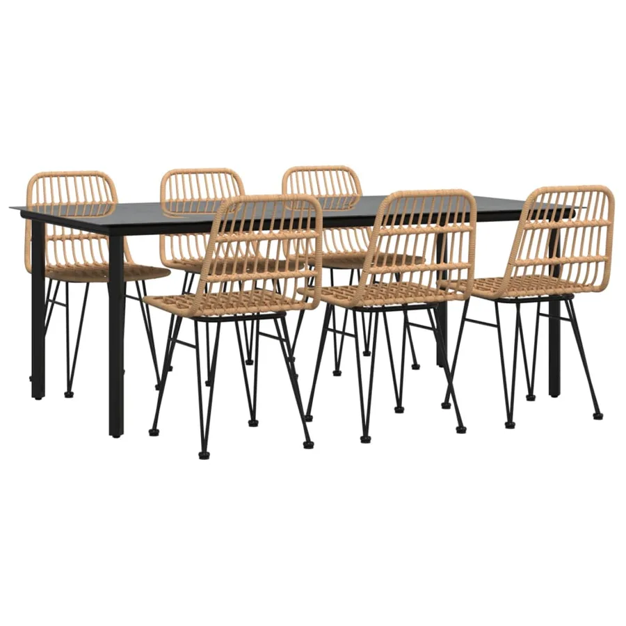 Ensemble à manger de jardin 7 pcs Résine tressée - 3