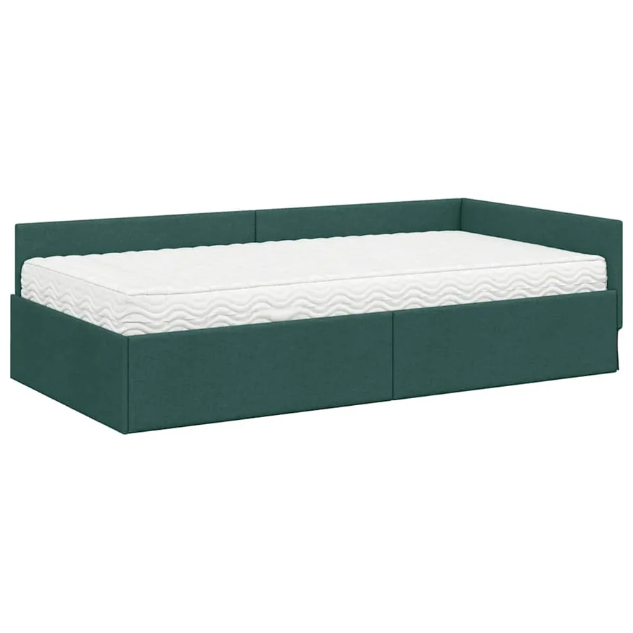 Cadre de lit d'angle avec matelas Autre 2 pcs Vert tissu - 4
