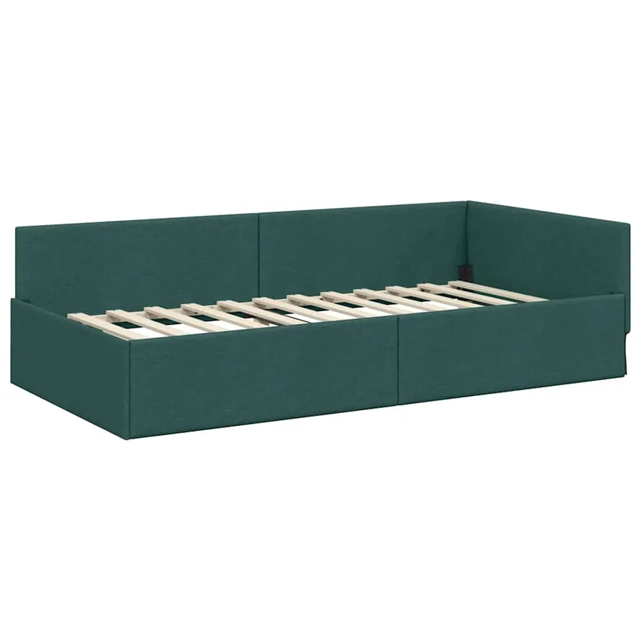 Cadre de lit d'angle avec matelas Autre 2 pcs Vert tissu - 5
